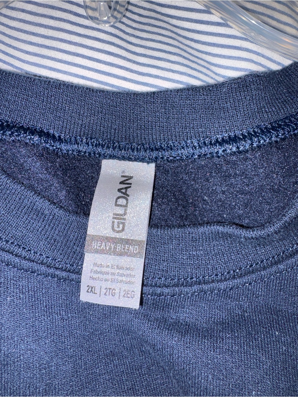 Gildan Navy Blue Heavy Blend Crewneck Sweatshirt; Be Happy; 2XL - Picture 5 of 5